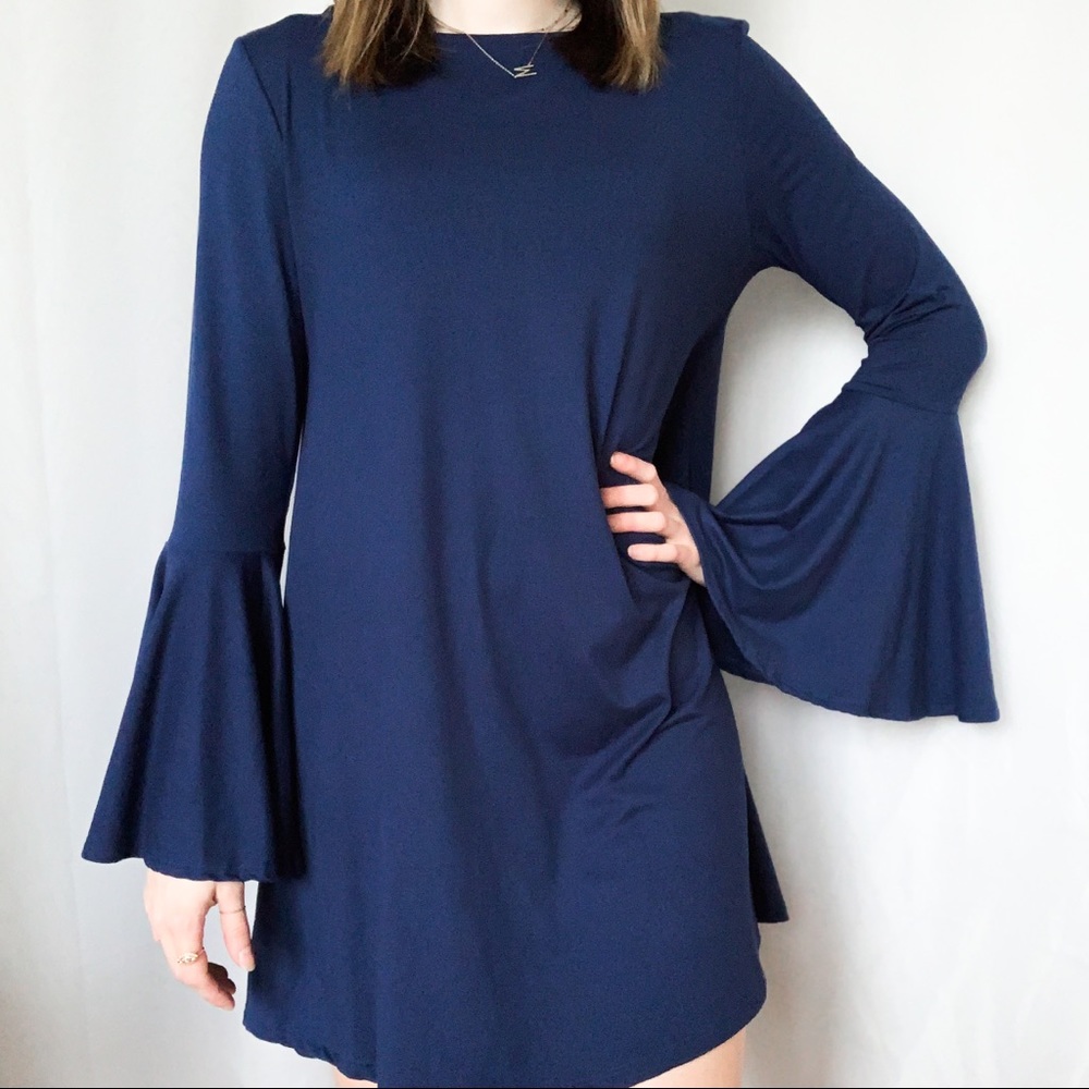 Royal blue Altar’d State dress with bell sleeves